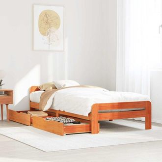 vidaXL Estructura De Cama Sin Colch&oacute;n Madera Maciza Marr&oacute;n 75x190 Cm Vidaxl