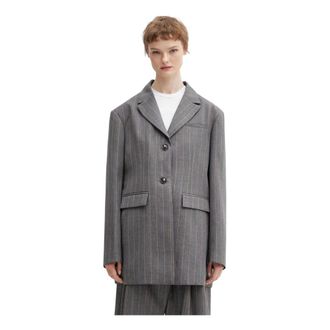 Ganni Pinstripe Blazer - Dames - Jassen - Grijs - Maat: XS Wol