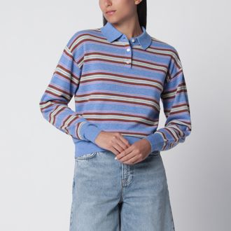 Guest In Residence Collegiate Stripe polo sweater Delft Blue