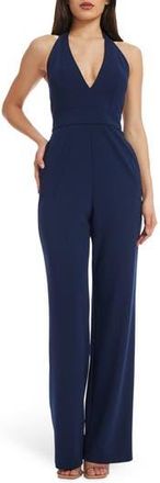 Dress The Population Miller Halter Jumpsuit in Navy at Nordstrom Rack, Size Xx-Small