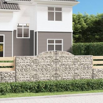 Berkfield Home Arched Gabion Baskets 13 pcs 300x50x120/140 cm Galvanised Iron in Silver