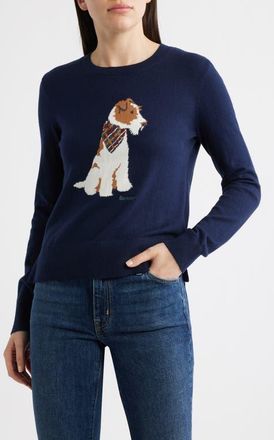 Barbour Berkley Intarsia Cotton & Cashmere Sweater in Navy at Nordstrom, Size 10