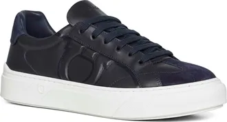 Ferragamo Mens Sneakers Gancini Navy Blue Leather Calf (bos Taurus) Trainers