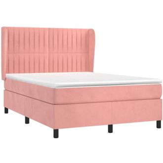 vidaXL Vidaxl - Cama Box Spring Con Colch&oacute;n Terciopelo Rosa 140x200 Cm
