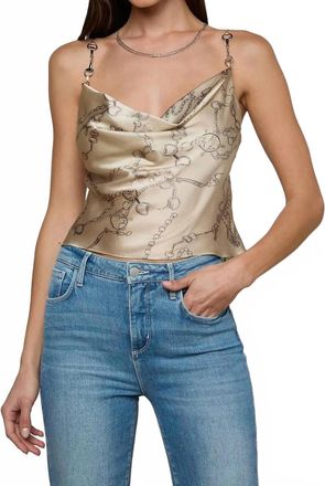 L'agence Calista Silk Camisole Top In Soft Macadamia Multi Small Horsebit Chain