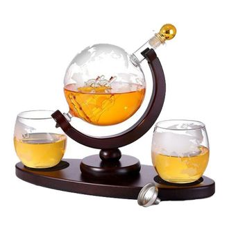Elle Decantador De Whisky, Vidrio/madera, 900 Ml, Marr&oacute;n/transparente