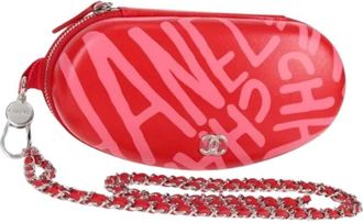 Chanel Pre-owned Vintage Brillenkoker - Dames - Vintage Mini Tas - Rood - ONE Size - Leer - Vintage