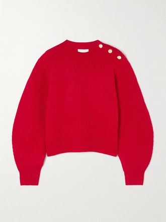 Isabel Marant Pullover In Lana Merino A Coste Con Decorazioni Nolly - Rosso