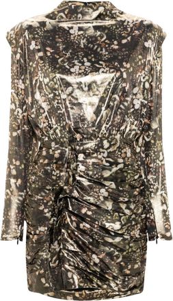 AllSaints Liliana graphic-print mini dress - women - Polyester/Spandex/Elastane/Polyester/Spandex/Elastane - 12 - Black
