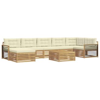 vidaXL Set Di Divani Da Esterno 8 Pz Bianco E Crema Vidaxl