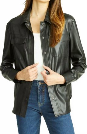 Vigoss Faux Leather Button Up In Black