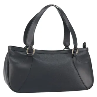 Bulgari Handbag Leather Black Leather Handbag (Pre-Owned)