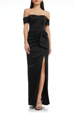 Dress The Population Gabrielle Off the Shoulder Gown in Black at Nordstrom, Size Xx-Small