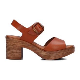 Stefano Lauran Schoenen, Dames, Bruin, 36 EU, Linnen, Elegante sandalen met hak Model 930