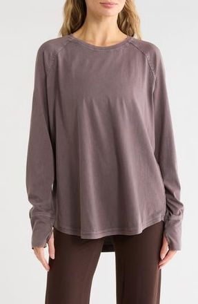 Zella Vintage Wash Relaxed Long Sleeve 2.0 Tee in Grey Plum at Nordstrom Rack, Size X-Small