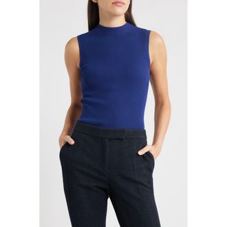 BOSS Feskies Mock Neck Sleeveless Rib Sweater in Sodalite at Nordstrom Rack, Size Xx-Large