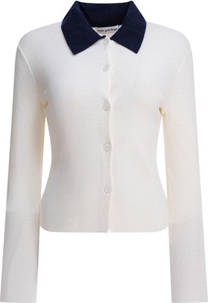 Self Portrait Merino Wool Cardigan Knitwear Beige-Donna