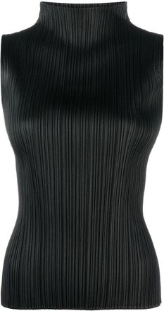 Pleats Please Issey Miyake plisse sleeveless top - women - Polyester - 5 - Black