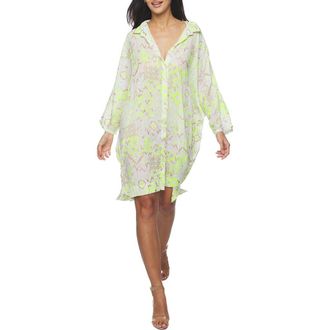 Ranee&rsquo;s Oversize Button-Up Shirt in Green at Nordstrom Rack