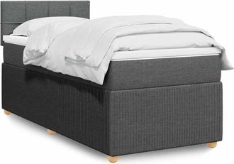 vidaXL Cama Box Spring Con Colch&oacute;n Tela Gris Oscuro 90x190 Cm Vidaxl