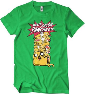 Adventure Time Officially Licensed Makin Bacon Pancakes Mens T-Shirt (Green), Medium