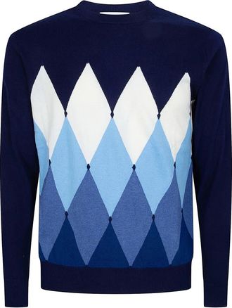 Ballantyne R Neck Pullover - Heren - Ronde hals truien - Blauw - S - Truien & Vesten