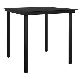 Berkfield Home Garden Dining Table Black 80x80x74 cm Steel & Glass | Size: 80 x 80 x 74 cm