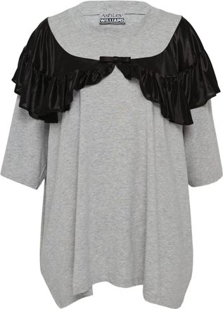 Ashley Williams T-shirt Curtain con ruches - Grigio