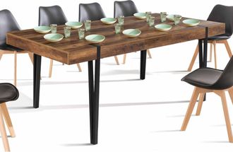 IDMarket Tavolo Da Pranzo Rettangolare Allungabile Austria 6-10 Persone Legno Nero Gamba A Spillo 160-200 Cm