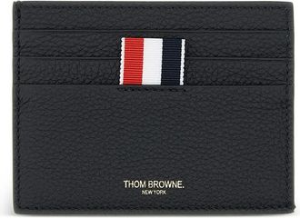 Thom Browne Pebble-grain Striped-tab Card Holder