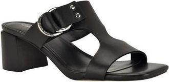 Calvin Klein Vevia Slide Sandal in Black Leather at Nordstrom, Size 9.5