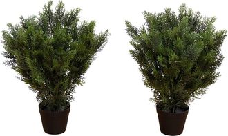 Nearly Natural Set Of 2 Indoor/Outdoor Uv-Resistant 2Ft Artificial Cedar Trees