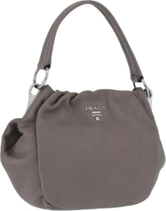 Prada Pre-owned Vintage Schoudertas - Dames - Vintage Handtas - Grijs - ONE Size - Leer - Vintage