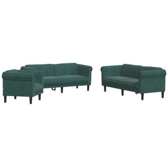 vidaXL Vidaxl - Juego De Sof&aacute;s 3 Piezas Terciopelo Verde Oscuro