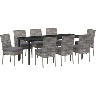 vidaXL Conjunto De Comedor De Jard&iacute;n 9 Pcs Gris Vidaxl