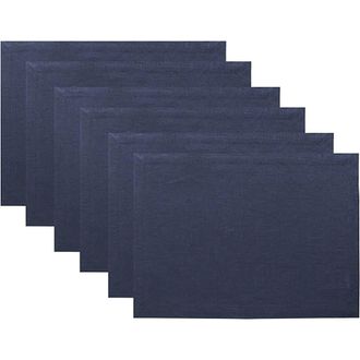 Solino Home Linen Placemats - Fete - Set of 6, 14 x 19 in Navy at Nordstrom, Size Medium
