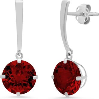 MAX + STONE 14k Yellow or White Gold 8mm Solitaire Gemstone Round Drop Dangle Earrings