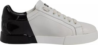 Dolce & Gabbana White Black Logo Portofino Men Sneaker Womens Shoe (Pre-Owned)