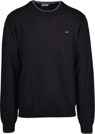 Sun 68 Black Merino Wool-Blend Crewneck Pullover