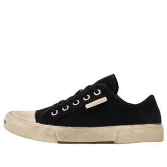 Balenciaga (WMNS) Balenciaga Paris Low Top Sneakers Black Destroyed Cotton and White Rubber 688757W3RC21090