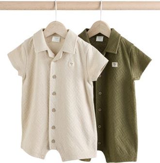 Next Two-Pack Textured Rompers in Green at Nordstrom, Size Newborn