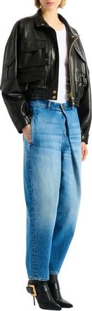 Balmain Lambskin bomber jacket in Black at Nordstrom, Size 34