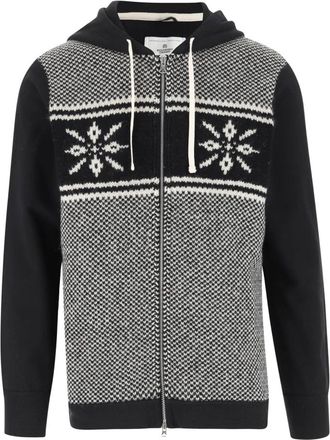 Junya Watanabe Grafische Katoenen Hoodie met Ritssluiting - Heren - Vesten met rits - Zwart - L - Katoen - Hoodies & sweatvesten