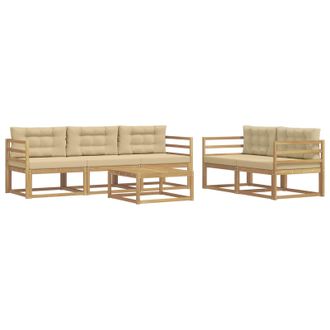 vidaXL Conjunto De Sof&aacute;s De Exterior Con Coj&iacute;n 6 Pcs Y Beige Vidaxl