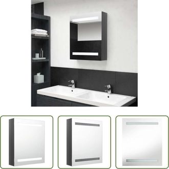 vidaXL Armadietto con specchio - Armadietto Bagno con Specchio e LED Grigio Lucido 50x14x60 cm