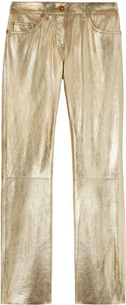 Palm Angels laminated straight-leg trousers - women - Leather/Acetate/Viscose - 38 - Gold