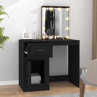 Berkfield Home White Dressing Table with LED Black 90x50x132.5 cm Engineered Wood