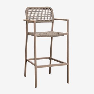 Sklum Sklum - Pack De 2 Taburetes Altos De Jard&iacute;n Con Reposabrazos En Aluminio Y Cuerda Trenzada Nediam