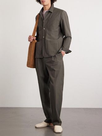 Altea Virgin Wool-Blend Seersucker Overshirt