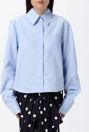 Sportmax Camicia plissettata relaxed fit in cotone con spalle scese